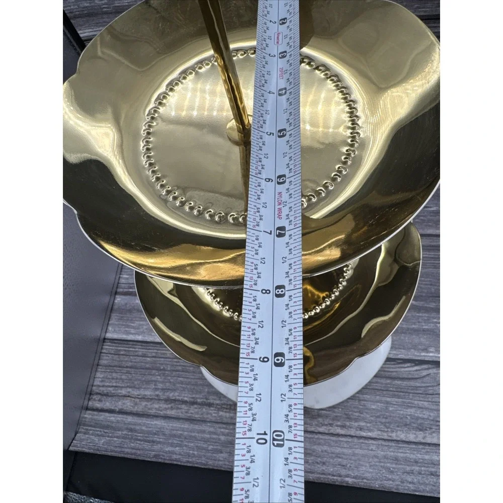 Anthropologie Meta Three Tier Serving Stand Marble Base 24